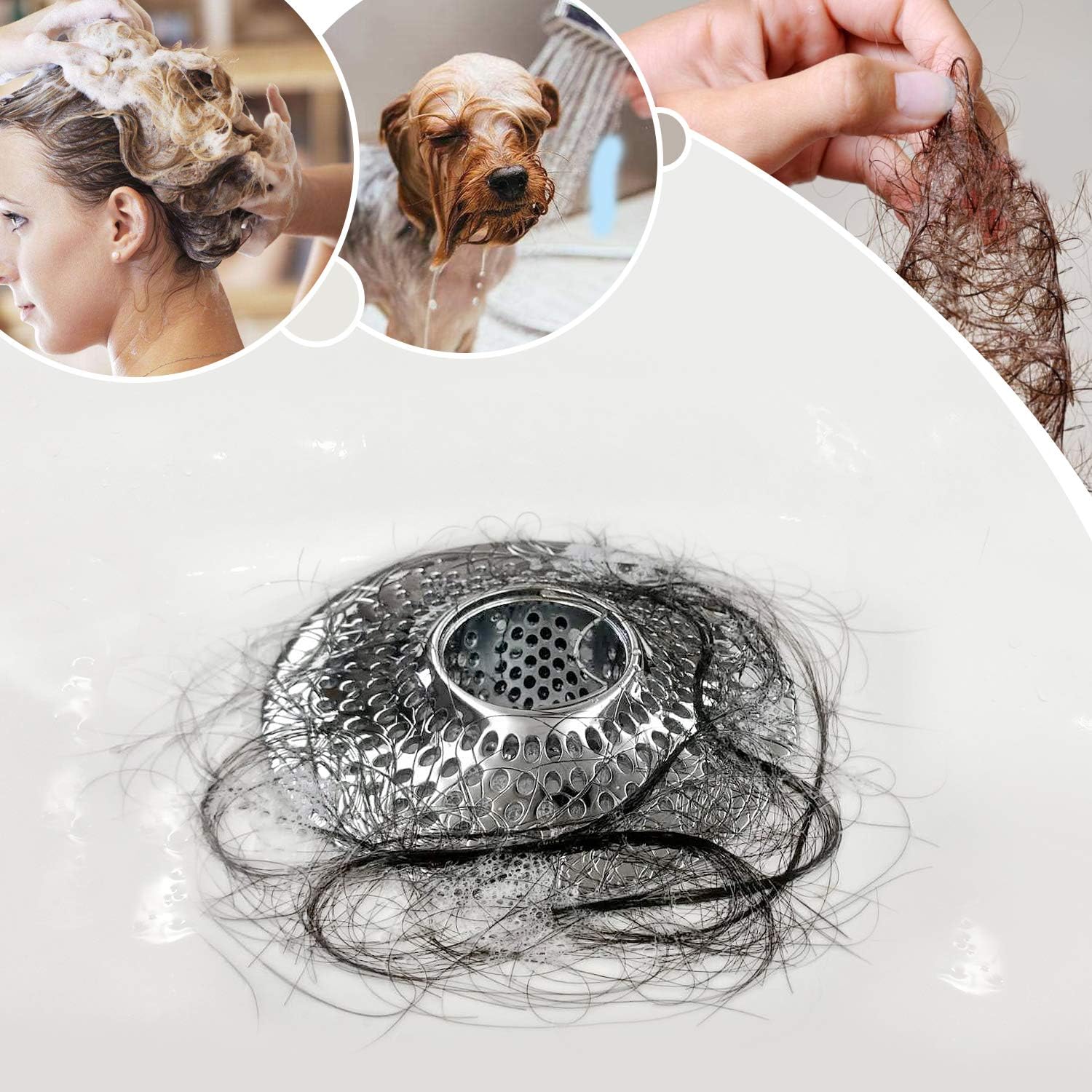 LEKEYE Drain Hair Catcher/Bathtub Shower Drain Hair Trap/Strainer Stainless Steel Drain Protector(Patented Product): Home & Kitchen