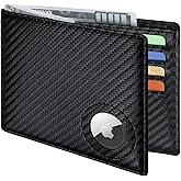 GIPUSSON Slim Leather Wallet for Men Airtag Hidden, Large Bifold Mens Wallet RFID Blocking with ID Windows, Credit Card Holder for Men Wallet