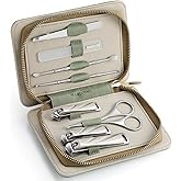 HAPPITON 8-Piece Manicure Pedicure Set-Stainless Steel Nail Clippers Toenail Fingernail Cutters with Travel Case Complete Grooming Kit (Green)