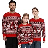 Christmas Family Matching Sweaters Ugly Knit Long Sleeve Crew Neck Pullover Xmas Holiday Knitwear for Kids Adults