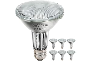 MISDOOD PAR30 Long Neck Halogen Flood Light Bulbs, 120V 75W, Dimmable High Output, E26 Medium Base, 2700K Warm Lighting, 3000 Hours for Recessed Light Bulb, 6 Pack