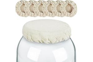 Artcome 6-Pack Reusable Sourdough Jar Covers - Cotton Lids for Sourdough Starter, Kombucha, and Fermentation Jars, Organic Un