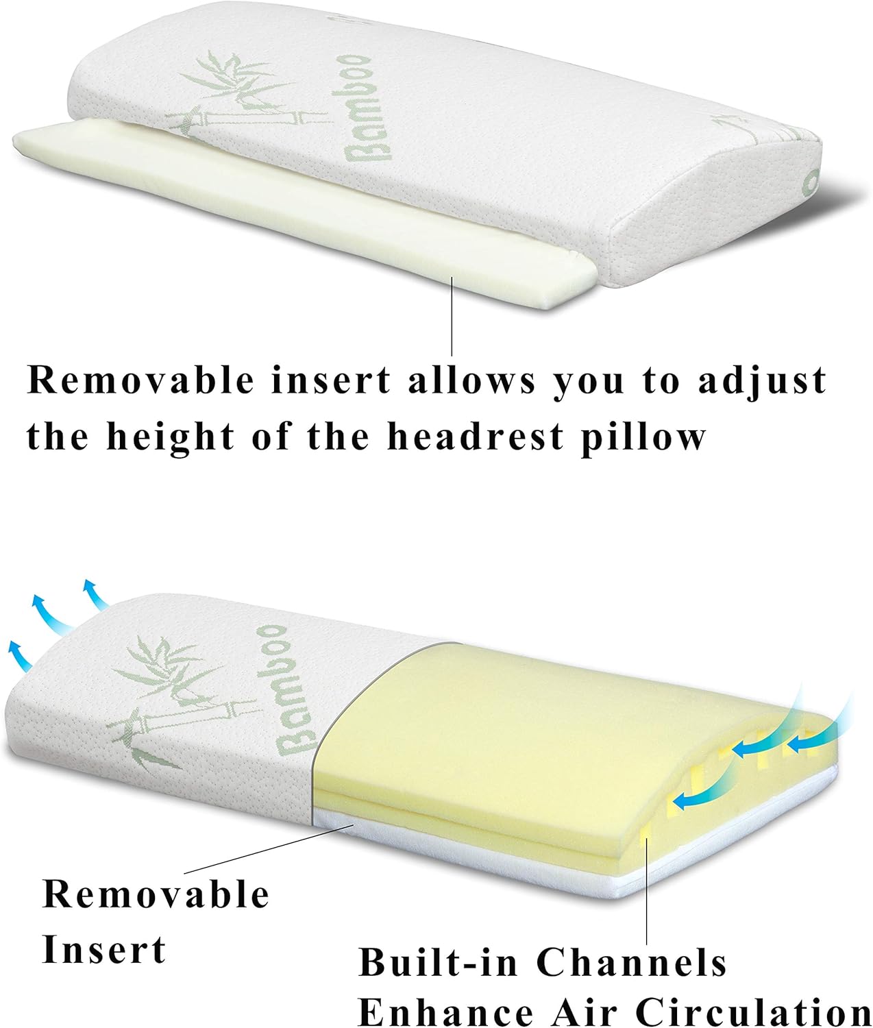 InteVision Foam Bed Wedge Pillow (26" x 25" x 7.5") Headrest Pillow in ONE Package - 2" Memory Foam Top - Removable Bamboo Cover - Helps Relief from Acid Reflux, Post Surgery, Snoring: Health & Personal Care