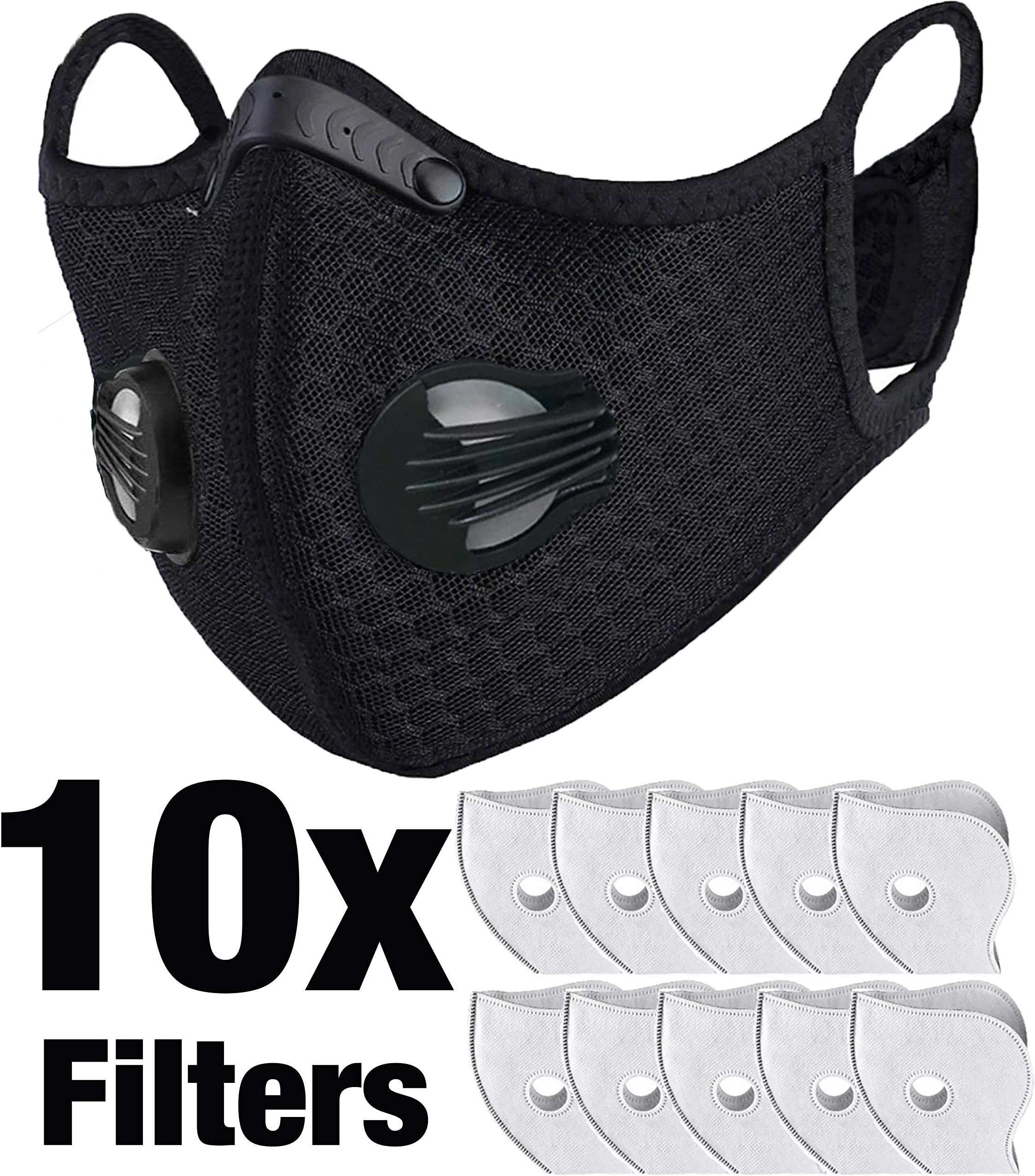 LEON N99 Dust Mask with 10 Carbon Activated Filters | Reusable Washable Anti Dust Mask | Non Slip Safety Mask | Dustproof Anti Pollution Smoke Respirator | Mowing Woodworking Allergy (Anti-Fog)