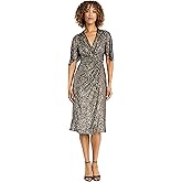 Maggy London Women's Elegant Wrap Knee-Length Flutter Sleeve V-Neck-Versatile Cocktail Dresses