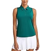 MathCat Womens Golf Polo Shirts, Sleeveless 1/4 Zip UPF 50+ Tennis Tank Top, Racerback with Collar Athletic Shirt Quick Dry