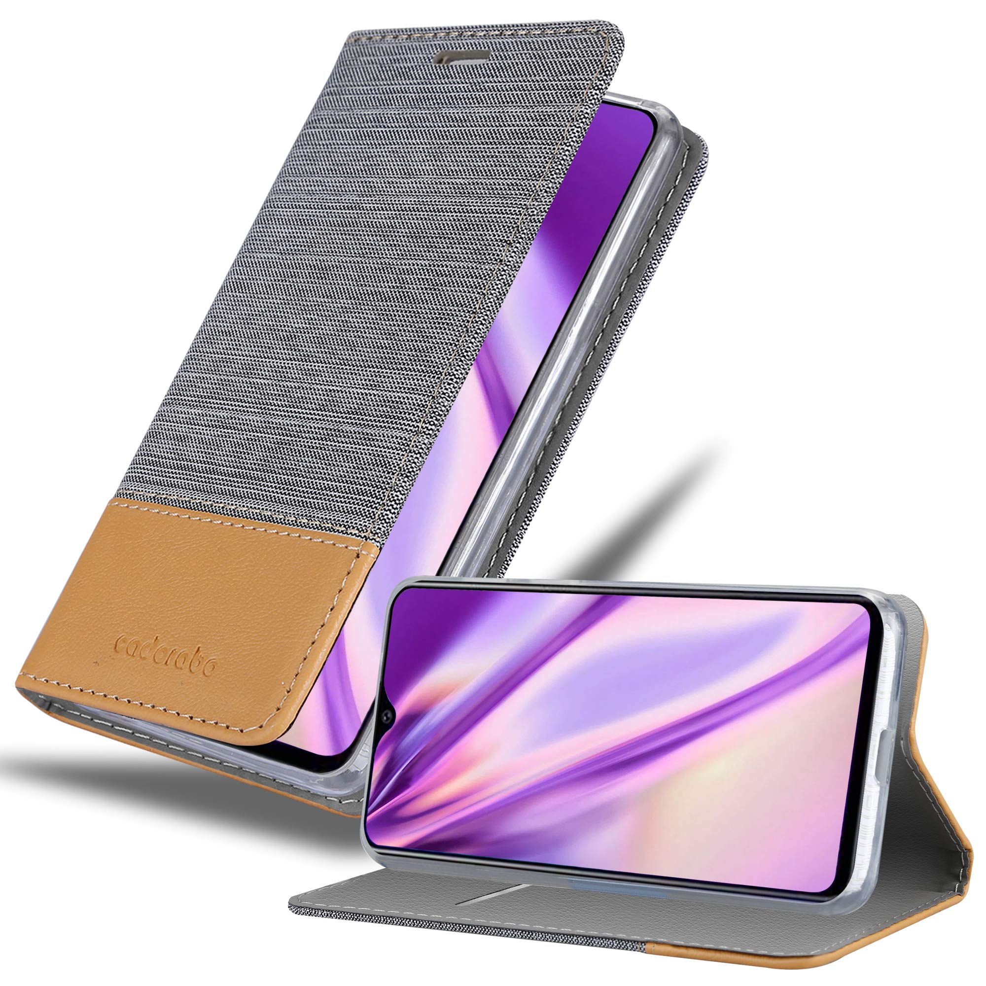 cadorabo Book Case works with Vivo Y91C in LIGHT GREY BROWN - with Magnetic Closure, Stand Function and Card Slot - Wallet Etui Cover Pouch PU Leather Flip