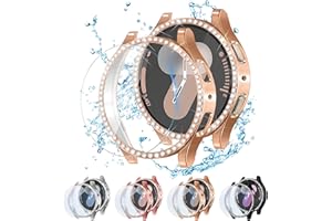 ALMNVO [4+4 Pack Bling Case for Samsung Galaxy Watch 7 Screen Protector 40mm, Tempered Glass Glitter Diamond Bumper Face Cover for Galaxy Watch 7 Accessories 40mm Galaxy Watch Case for Women
