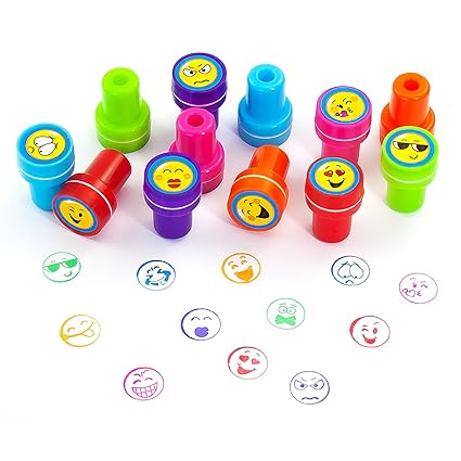 Oblique Unique® - Stempelset Smileys 12 Stück - Kinder Stempel - Selbstfärbend