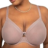 Curvy Couture Womens Sheer Mesh Full-Coverage Unlined Underwire Bra