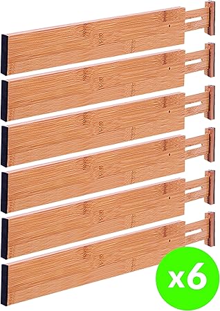 Amazon Com Drawer Dividers Bamboo Kitchen Organizers Set Of 6