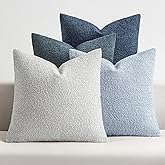 MIULEE Pack of 4 Decorative Textured Boucle Throw Pillow Covers 18x18 Inch Neutral Blue Accent Solid Pillow Cases Couch Cushion Covers for Modern Farmhouse Boho Bed Livingroom Home Decor