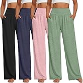 Neer 4 Pack Women's Wide Leg Yoga Pants High Waist Casual Sweatpants Loose Cozy Lounge Pajama Flowy Pants with Pockets