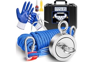 Grtard 1725LBS Magnet Fishing Kit, Double Sided Neodymium Fishing Magnets with Case, Complete Fishing Magnet Kit with Super Strong Magnets for Retrieving Items in River, Lake, Beach, Lawn