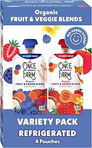 Once Upon a Farm Berry Bundle Organic Kids' Snack Pouch Multipack, 4-3.2oz Pouches