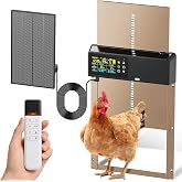Automatic Chicken Coop Door: 3500mAh Solar Powered, 656ft Long-Range Remote, Intuitive Color LCD Display, Anti-Pinch Safety Sensor, Weather-Resistant Aluminum Auto Door for Poultry