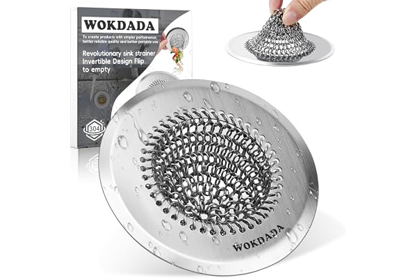 Revolutionary Kitchen Sink Drain Strainer/Patented Reversible Chain Mesh, Effortless Cleaning & Debris Catcher, Large Capacit