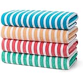Kaufman - Colorful Racing Striped Beach & Pool Towel - Extra Large Beach Towel - Soft & Absorbent 100% Cotton Towels - Assort