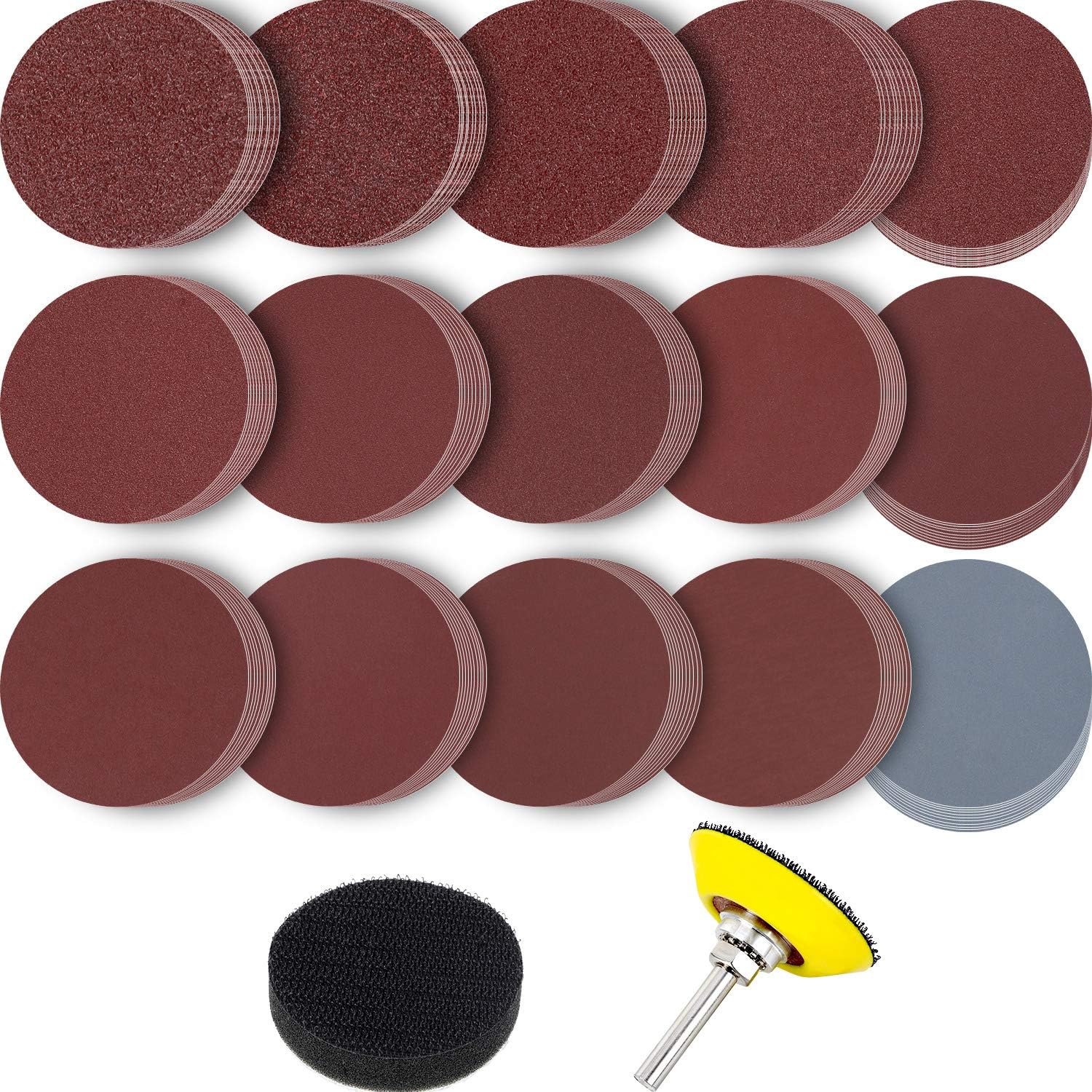 150 Pieces 2 Inch Sanding Discs Sanding Discs Pad with Shank Pad, Foam