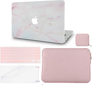 LuvCase 5in1 Laptop Case for MacBook Air 13 Inch (2020) A2179 Retina Display (Touch ID) Hard Shell Cover, Slim Sleeve, Pouch, Keyboard Cover & Screen Protector (Pink Marble)