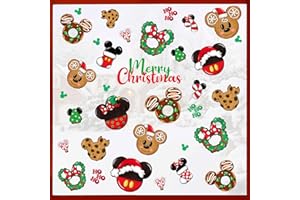 Mfault Merry Christmas Window Clings 9 Sheets, Winter Xmas Donut Cookie Dessert Wreath Stickers Decals Decorations, Candy New Year 2026 Party Home Kitchen Decor Holiday Gift