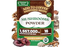 Venture Pal 16 in 1 Mushroom Powder (90 Servings) - 1,557,000mg Mushroom Coffee Alternative with Ashwagandha, Lion’s Mane, Chaga & More | 100% Fruiting Bodies | 10:1 Extract for Immune,Focus & Energy