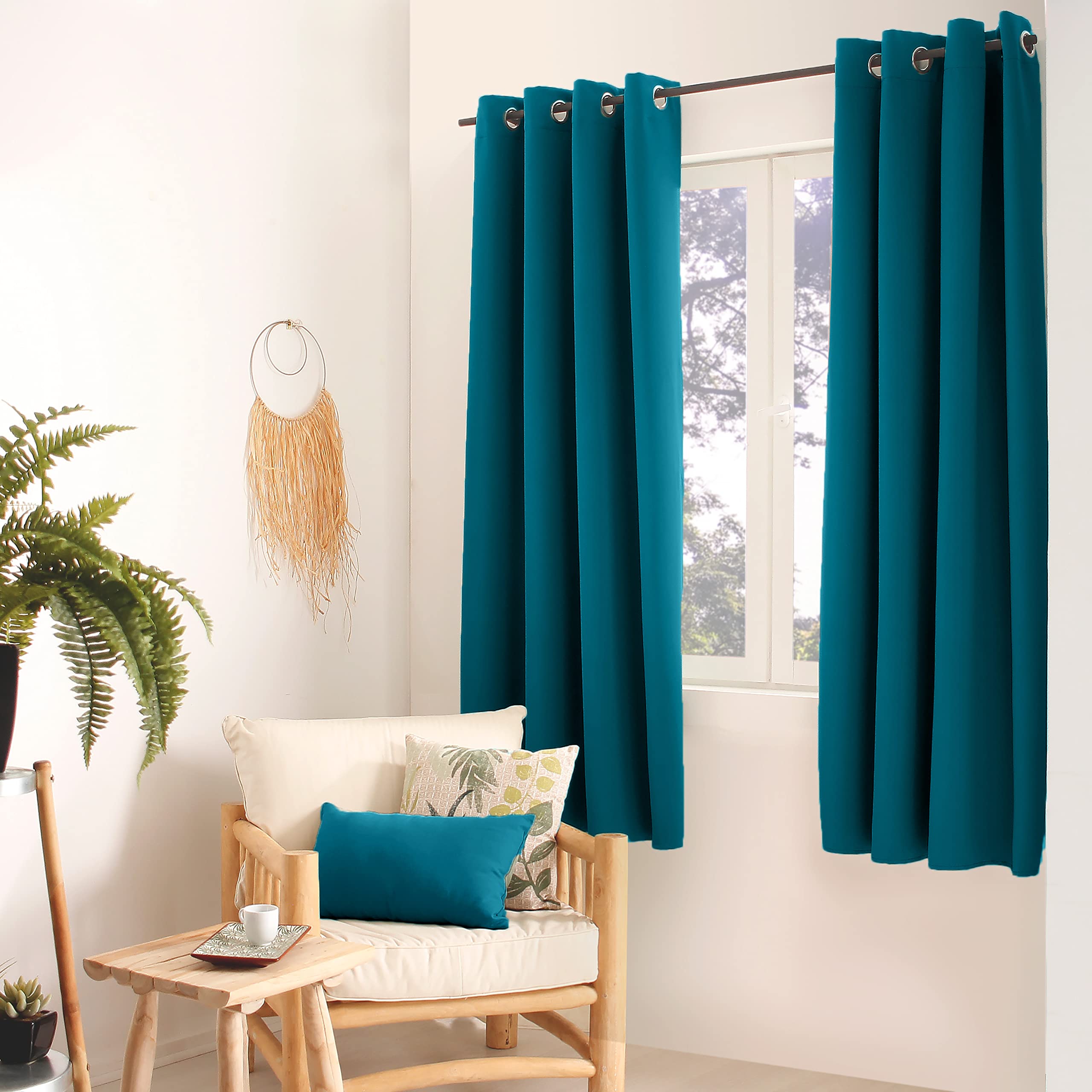 ED ENJOY HOME Blackout Curtain with Silver Eyelets, Duck Blue, 140 x 180 cm, 100% Polyester, Oeko-Tex, Licorice Collection