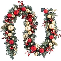 　Decorated Christmas Wreath WANNA-CUL Pre-Lit 30 Inch Large Christmas Wreath for Front