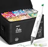 Ohuhu 200 Colors Dual Tip Markers Chisel Fine Point Set AP Certified