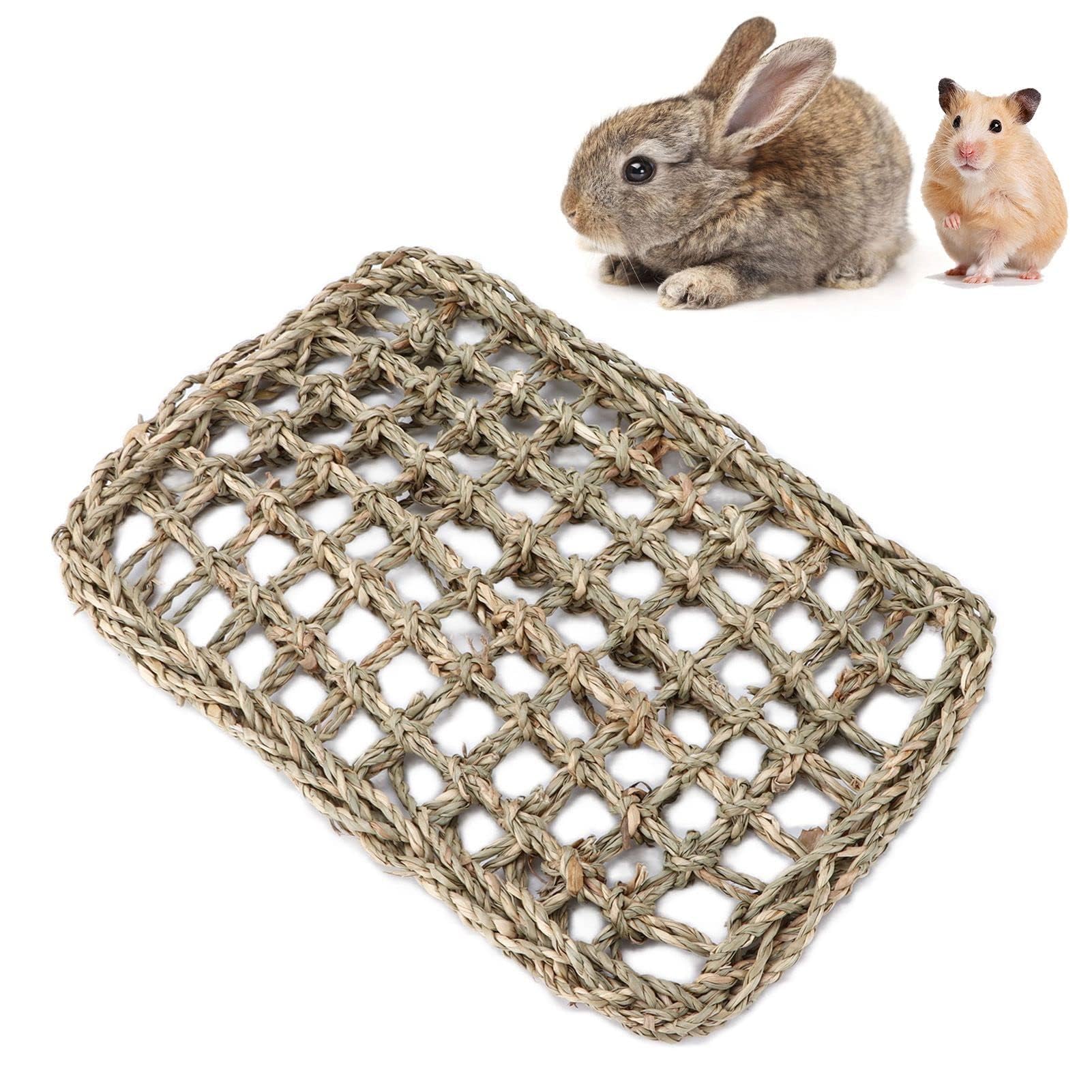 Rabbit Activity Seagrass Mat, Pet Woven Seagrass Protector Chew Toy Mat Small Animal Mat Bunny Bedding Nests Activity Play Bed for Rabbits Chinchilla Hamster Guinea Pigs