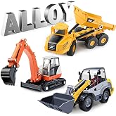 iPlay, iLearn Heavy Duty Construction Site Playset, Metal Dump Truck Digger | Kids Diecast Excavator Backhoe Tractor Bulldozer Vehicle, Outdoor Sandbox Beach Toy, Birthday Gift 3 4 5 Year Old Boy Toddler