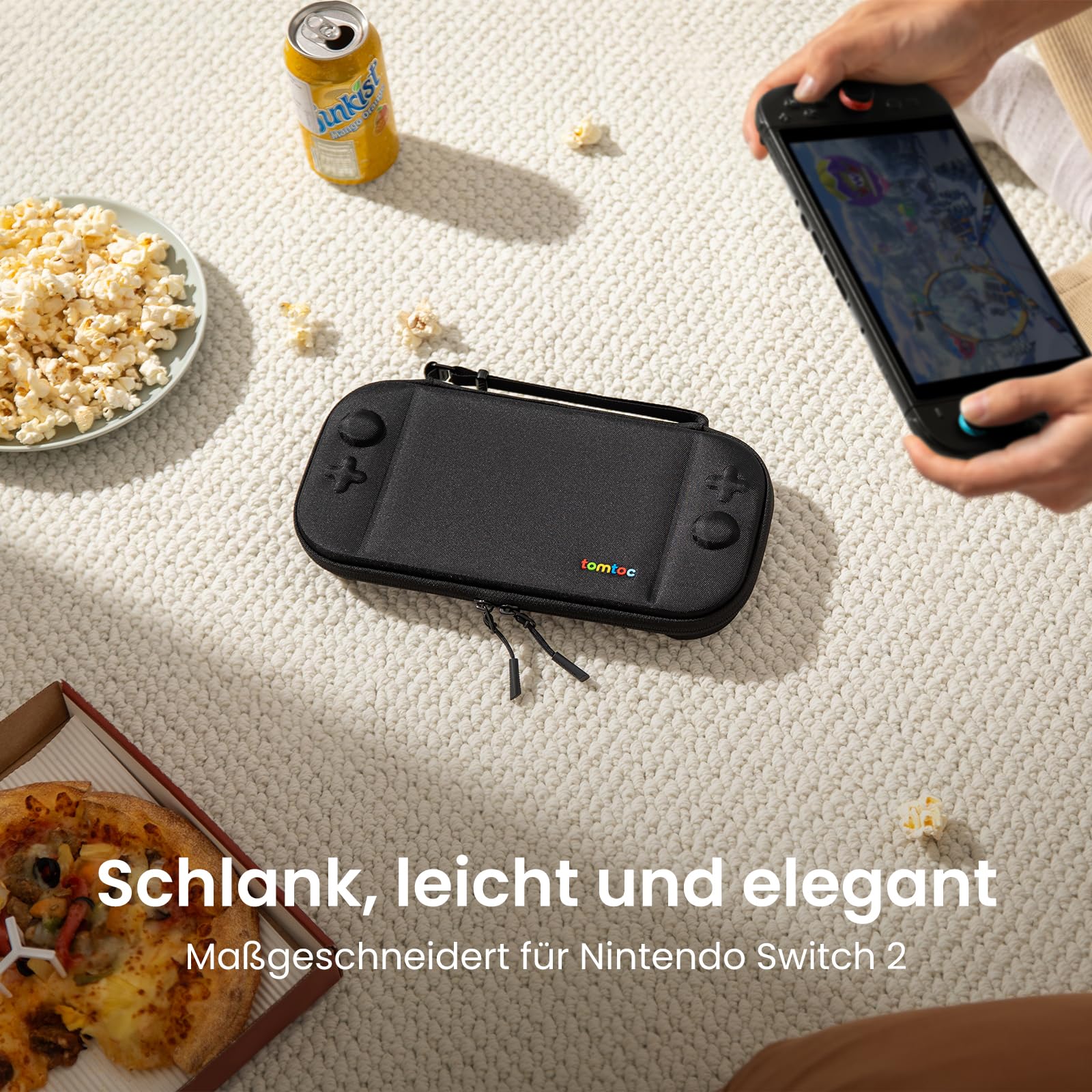 tomtoc Slim Tasche Kompatibel mit Nintendo Switch 2 (2025), Geruchlos Ultradünn Case für Konsole und 12 Spiele, Hartschalenetui Schutzhülle Tragetasche mit Original-Patent und Militärstandard-Schutz 2