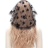 Mantveil Catholic Church Head Covering: Small Circle Floral Lace Mantilla Chapel Cap Veil Latin Mass Veils for Women Girls