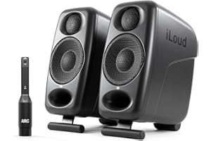 IK Multimedia Premium Version iLoud Micro Monitor Pro Black (Pair) 50 Watt Portable & Powerful Reference Studio Monitor, Clas