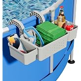 Poolside Storage Above Ground Pool Accessories 2 Cup Holder Basket, 1 Pack | Kompoll [Patented] Thickened Plastic Multifunctional Poolside Holder Fits for Most Frame Pools