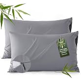 Bedsure Zipper Pillow Cases Queen Size from Rayon Derived from Bamboo | Cooling Pillowcase for Hot Sleepers, Soft &amp; PureWoven Pillow Covers, Gift, Grey, 20x30 Inches