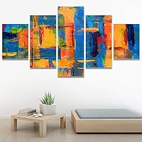 SIGNWIN 5 Panel Canvas Wall Art Modern Art Abstract Closeup Industrial Modern Art Multicolor Patterns for Home Decorations Ready to Hang - 60