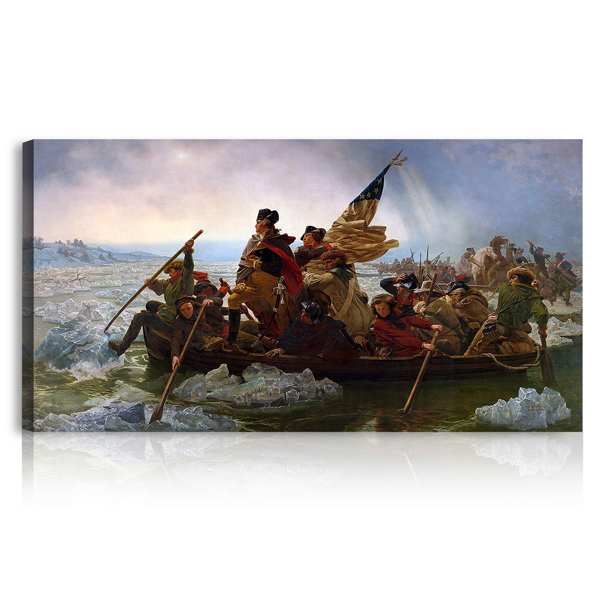A&T ARTWORK Washington Crossing the Delaware 1851 by Emanuel Leutze The World Classic Art Reproductions, Giclee Canvas Prints Wall Art for Home Decor, 30x16 inches