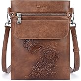 VIMUTI Small Crossbody Purse for Women, Vegan Leather Multi Pocket Bag with Adjustable Strap Embossed Travel Shoulder Bag