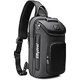 OZUKO UMydeal Sling Backpack Sling Bag Crossbody Backpack Shoulder Casual Daypack Rucksack for Men (Gray)