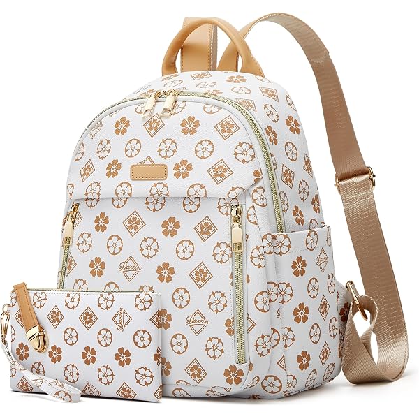 Floral Print Cream Backpack Purse - Lightweight Women’s Bag filled with goodies 4c0e0e48-1f39-4317-89f6-  main image 4
