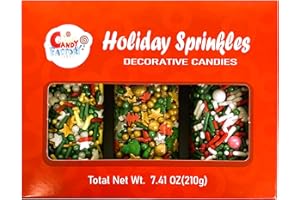 Sarah's Candy Factory Holiday Cake- Cookies Sprinkles For Christmas-Party, Kosher, Set 3 Count (7.41 Oz) Different Types in Jar