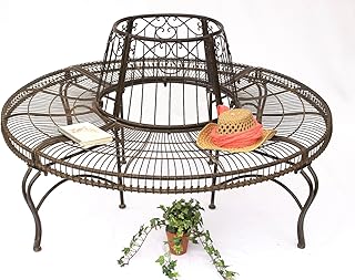 DanDiBo Rundbank Metall wetterfest Braun Ø 150 cm Baumbank JC112404 Gartenbank Parkbank Sitzbank