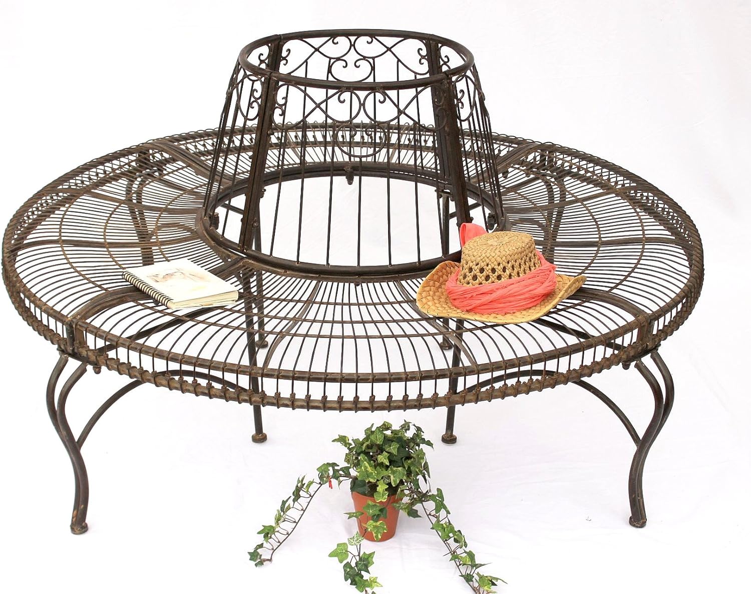 DanDiBo Rundbank Metall wetterfest Braun Ø 150 cm Baumbank JC112404 Gartenbank Parkbank Sitzbank