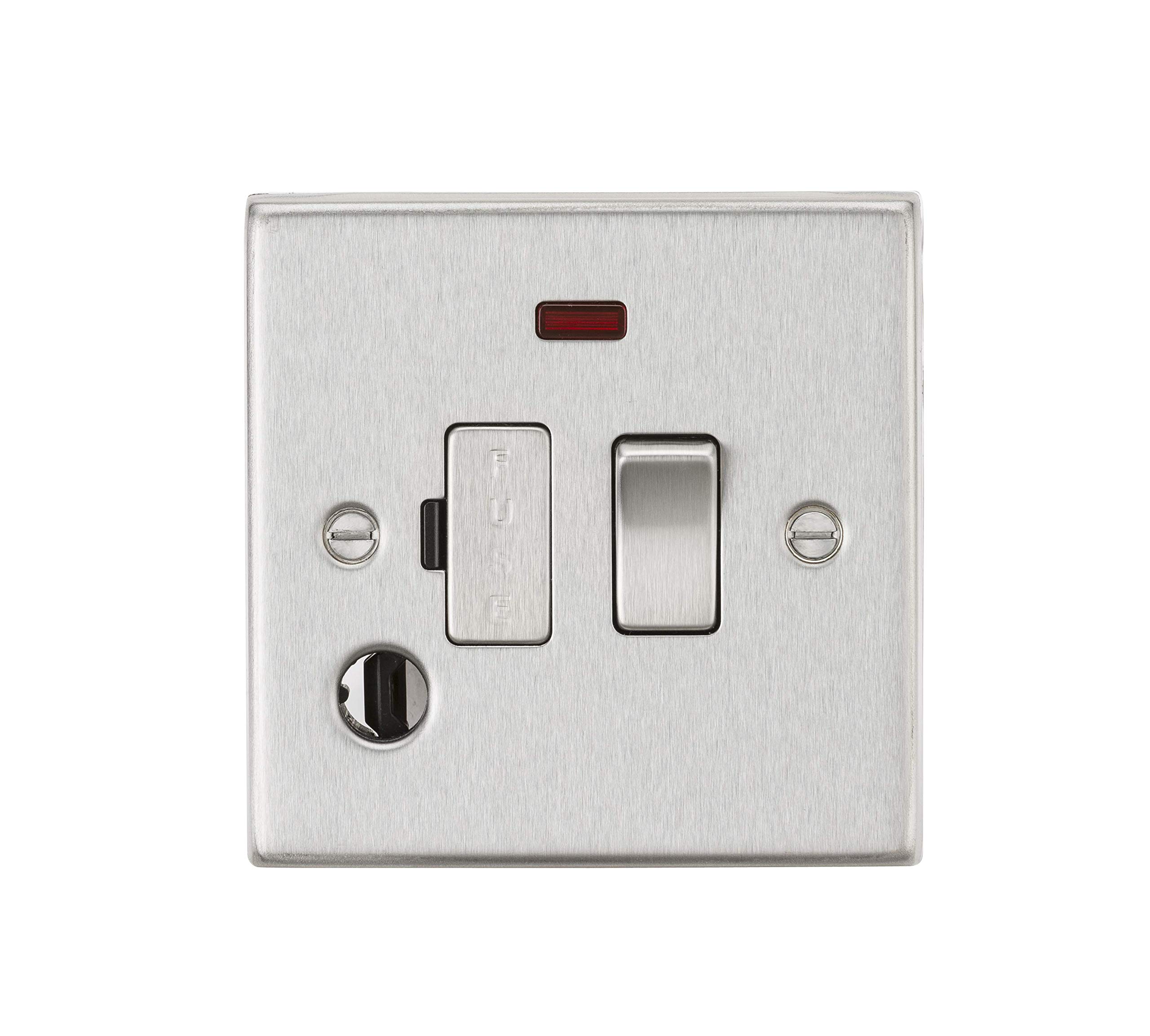 Knightsbridge CS63FBC 13A Switched Fused Spur Unit with Neon & Flex Outlet - Square Edge Brushed Chrome — image 1