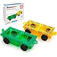 PicassoTiles 2pcs Magnetic Tiles Expansion Car Truck Building Blocks Compatible Set, Kids Magnet Bricks STEM Learning Toys, M