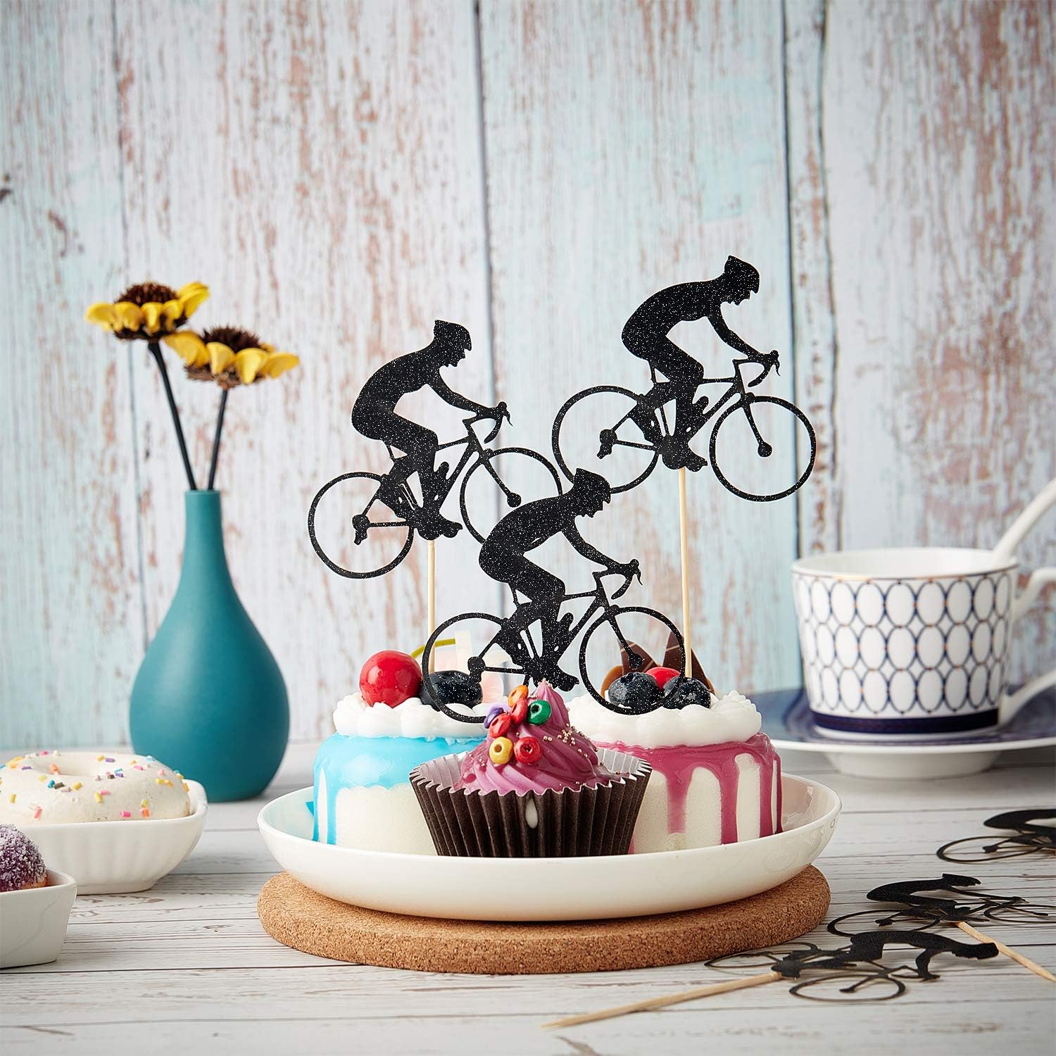 Blulu 72 Pieces Gateau Topper De Velo Cake Topper De Velo Decoration De Gateau De Velo De Paillettes Pour Fourniture Fete D Anniversaire A Theme Velo Amazon Fr Cuisine Maison