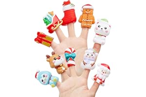 AQKILO Christmas Finger Puppet Set, Christmas Puppet Show Theater Props, Educational, Bath Toys