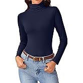 Turtleneck Tops for Women - Long Sleeve Shirts Lightweight Stretch Slim Fit Fall Fashion Basic Underwear Top Winter Clothes