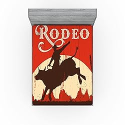 Ambesonne Vintage Fitted Sheet Set, Rodeo Cowboy